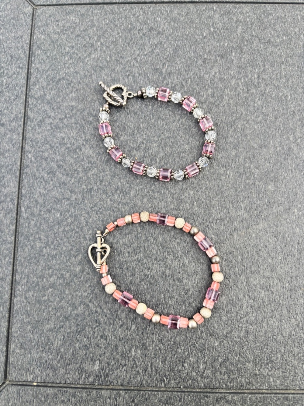 Pink and Clear Crystal Beaded Bracelets